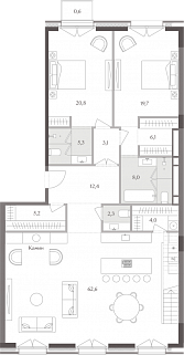 3-комнатный пентхаус 218 м² в ЖК Тессинский, 1