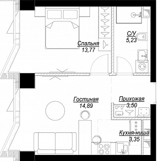 2-комнатная квартира 41 м² в ЖК Фили Сити