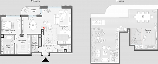 2-комнатная квартира 117 м² в Доме Лаврушинский