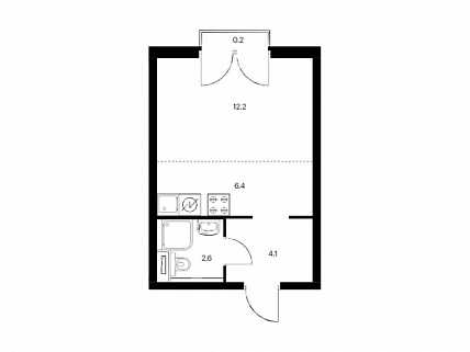 Квартира-студия 26 м² в ЖК Западный порт