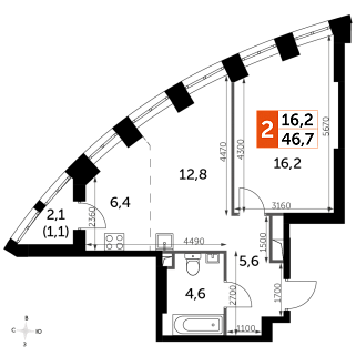 1-комнатная квартира 47 м² в Жилом квартале Sydney City