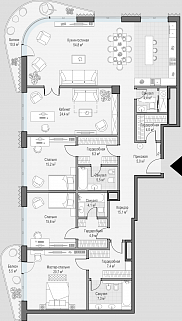 4+-комнатная квартира 199 м² в Доме Лаврушинский