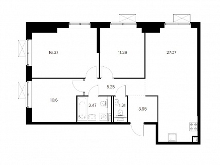 3-комнатная квартира 79 м² в ЖК Новохохловская 15