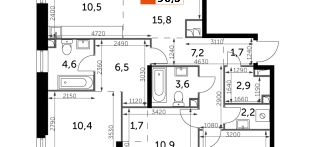 4+-комнатная квартира 91 м² в ЖК Rotterdam