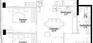 5-комнатная квартира 114 м² в ЖК Фили Сити