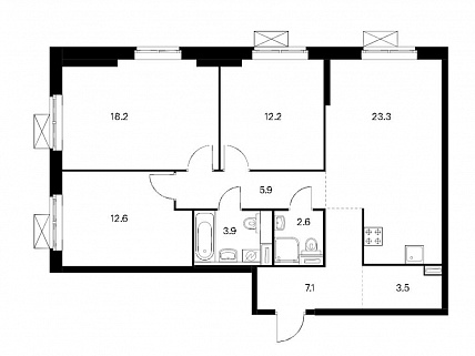 3-комнатная квартира 89 м² в ЖК Бусиновский парк