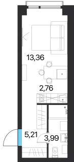 Квартира-студия 25 м² в МФК Соседи 21/19