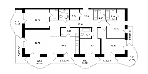 5-комнатная квартира 182 м² в ЖК Foriver