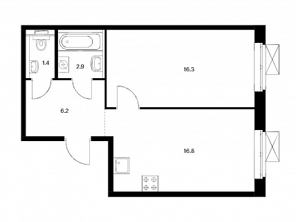 1-комнатная квартира 44 м² в ЖК Бусиновский парк