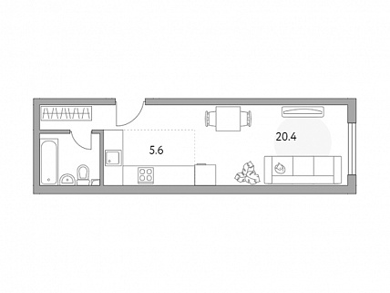 Квартира-студия 30 м² в ЖК Тринити-2