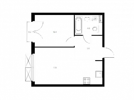 1-комнатная квартира 38 м² в ЖК Западный порт