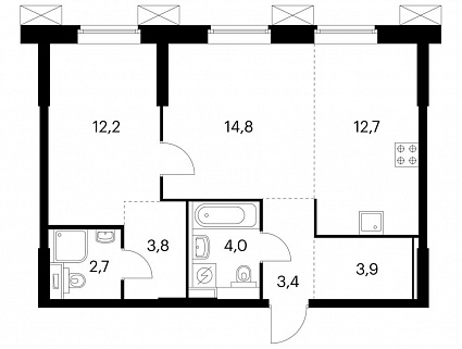 2-комнатные апартаменты 58 м² в Апарт-комплексе Волоколамское 24