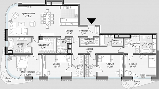 4+-комнатная квартира 201 м² в Доме Лаврушинский