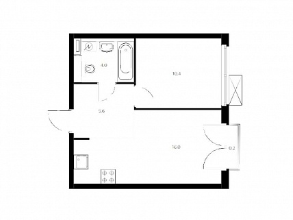 1-комнатная квартира 36 м² в ЖК Западный порт