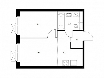 2-комнатная квартира 33 м² в ЖК Перовское 2