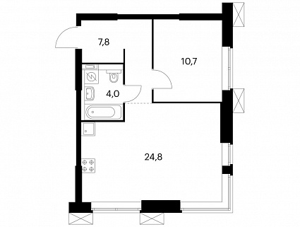 1-комнатные апартаменты 47 м² в Апарт-комплексе Волоколамское 24