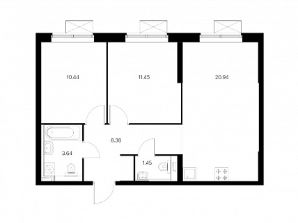 2-комнатная квартира 56 м² в ЖК Новохохловская 15