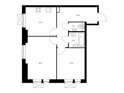 2-комнатная квартира 55 м² в ЖК Второй Нагатинский