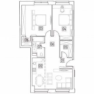2-комнатные апартаменты 81 м² в Апарт-комплексе MainStreet