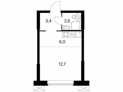 Апартаменты-студия 25 м² в Апарт-комплексе Волоколамское 24