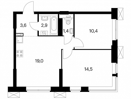 2-комнатные апартаменты 52 м² в Апарт-комплексе Волоколамское 24