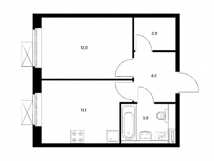 1-комнатная квартира 34 м² в ЖК Бусиновский парк