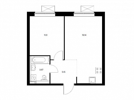 1-комнатная квартира 40 м² в ЖК Новохохловская 15