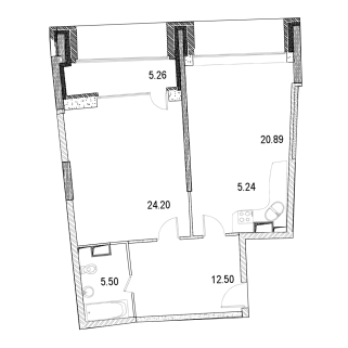 2-комнатная квартира 73 м² в МФК Маршал